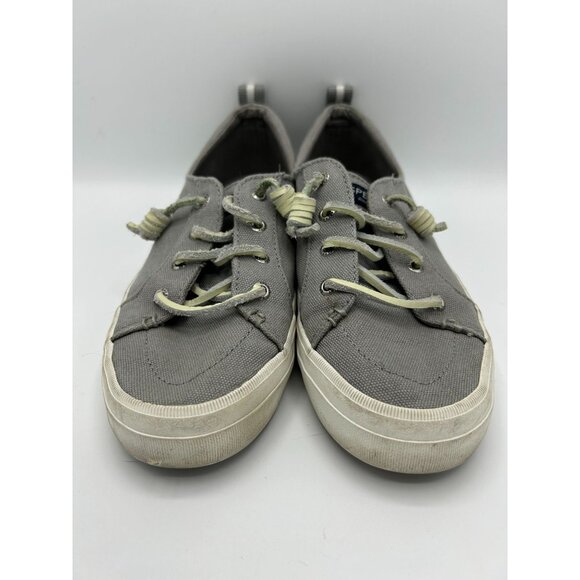 Sperry Womens Canvas Gray Slip-On Sneakers Size 8 Leather Shoe Strings - Picture 3 of 9
